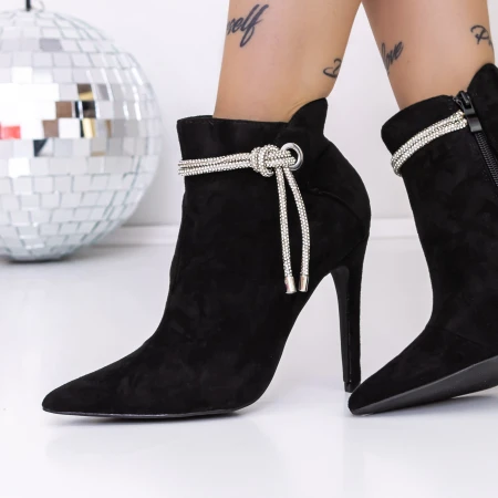 Botine Dama cu Toc subtire 3SYX32 Negru » MeiMei.Ro