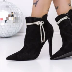 Botine Dama cu Toc subtire 3SYX32 Negru » MeiMei.Ro