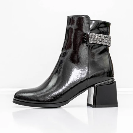 Botine Dama cu toc gros K577-37C Negru » MeiMei.Ro