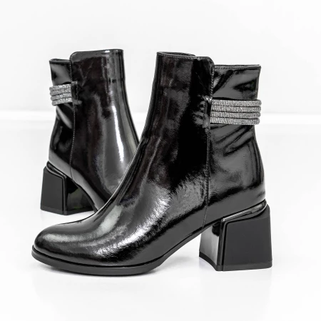 Botine Dama cu toc gros K577-37C Negru » MeiMei.Ro