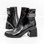 Botine Dama cu toc gros K577-37C Negru » MeiMei.Ro