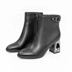 Botine Dama cu toc gros K9196-1B Negru » MeiMei.Ro