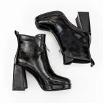 Botine Dama cu toc gros M03-03 Negru » MeiMei.Ro