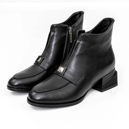 Botine Dama cu toc gros K21698-3A Negru » MeiMei.Ro