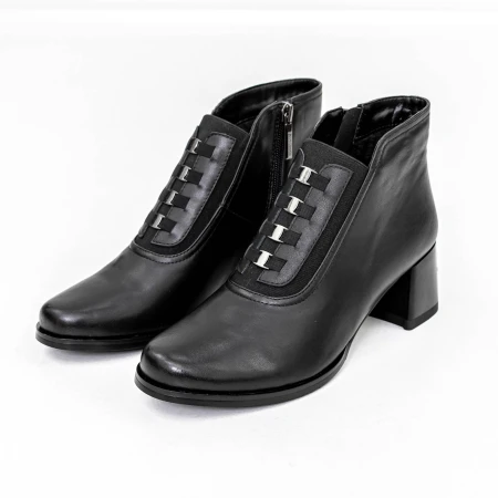 Botine Dama cu toc gros KD3-1B Negru » MeiMei.Ro