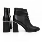 Botine Dama cu toc gros M01-01 Negru » MeiMei.Ro