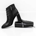 Botine Dama cu toc gros M01-01 Negru » MeiMei.Ro