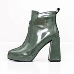 Botine Dama cu toc gros M03-03B Verde » MeiMei.Ro