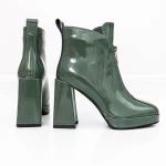 Botine Dama cu toc gros M03-03B Verde » MeiMei.Ro