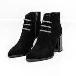 Botine Dama cu toc gros M01-01A Negru » MeiMei.Ro