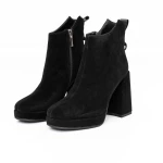 Botine Dama cu toc gros M03-05A Negru » MeiMei.Ro