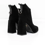 Botine Dama cu toc gros M03-05A Negru » MeiMei.Ro