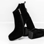 Botine Dama cu toc gros M03-05A Negru » MeiMei.Ro