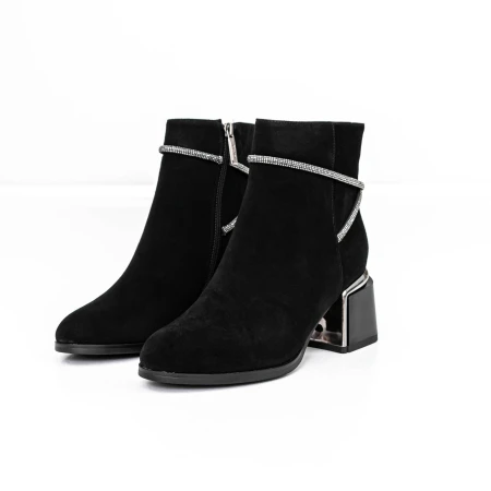 Botine Dama cu toc gros M07-01A Negru » MeiMei.Ro