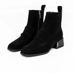 Botine Dama cu toc gros M12-01A Negru » MeiMei.Ro