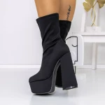 Botine Dama cu Toc gros si platforma 3LB10 Negru » MeiMei.Ro