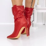 Botine Dama cu Toc subtire 3LB11 Rosu » MeiMei.Ro