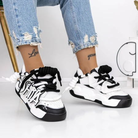 Pantofi Sport Dama 3S10 Negru-Alb » MeiMei.Ro