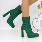 Botine Dama cu Toc gros si platforma 3KV9 Verde » MeiMei.Ro