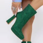 Botine Dama cu Toc gros si platforma 3KV9 Verde » MeiMei.Ro