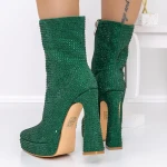 Botine Dama cu Toc gros si platforma 3KV9 Verde » MeiMei.Ro