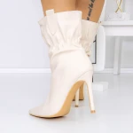 Botine Dama cu Toc subtire 3LB11 Bej deschis » MeiMei.Ro