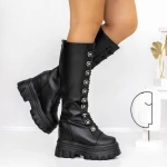 Cizme Dama cu Platforma 3WL19 Negru » MeiMei.Ro