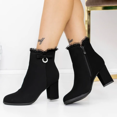 Botine Dama cu Toc gros 3FZ1 Negru » MeiMei.Ro