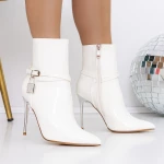 Botine Dama cu Toc subtire 3XKK31 Alb » MeiMei.Ro