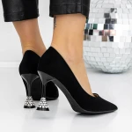 Pantofi cu Toc subtire 3YXD92 Negru » MeiMei.Ro