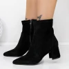 Botine Dama cu Toc gros 3ZYT2 Negru Catifea | Mei