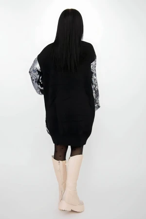 Pulover Dama 50066 Negru-Argintiu » MeiMei.Ro