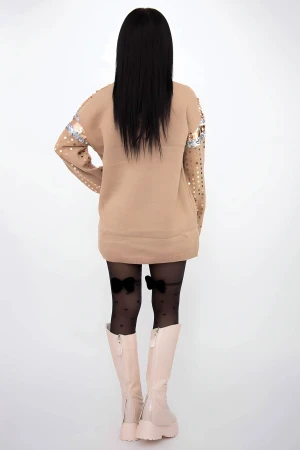 Pulover Dama 50065 Bej inchis » MeiMei.Ro