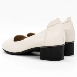 Pantofi cu Toc gros 5261 Crem » MeiMei.Ro