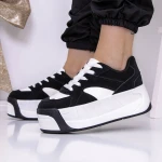 Pantofi Sport Dama cu Platforma 3XJ113 Negru-Alb » MeiMei.Ro