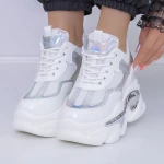Pantofi Sport Dama cu Platforma 3WL132 Alb » MeiMei.Ro