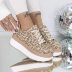 Pantofi Sport Dama 3WL198 Beige Leopard » MeiMei.Ro