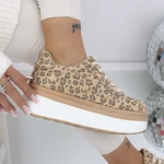 Pantofi Sport Dama 3WL198 Beige Leopard » MeiMei.Ro