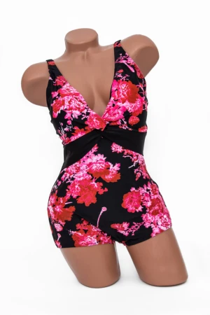 Costum de Baie Dama Intreg Y3060 Negru-Roz » MeiMei.Ro