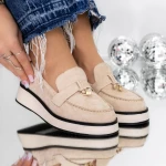 Pantofi Casual Dama 3LE37 Bej » MeiMei.Ro