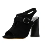 Sandale Dama cu Toc gros K389-2R Negru » MeiMei.Ro