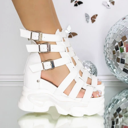 Sandale Dama Cu Platforma 3WL269 Alb » MeiMei.Ro
