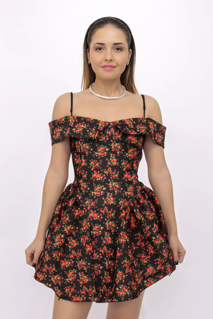 Rochie Dama 123061 Negru-Rosu » MeiMei.Ro