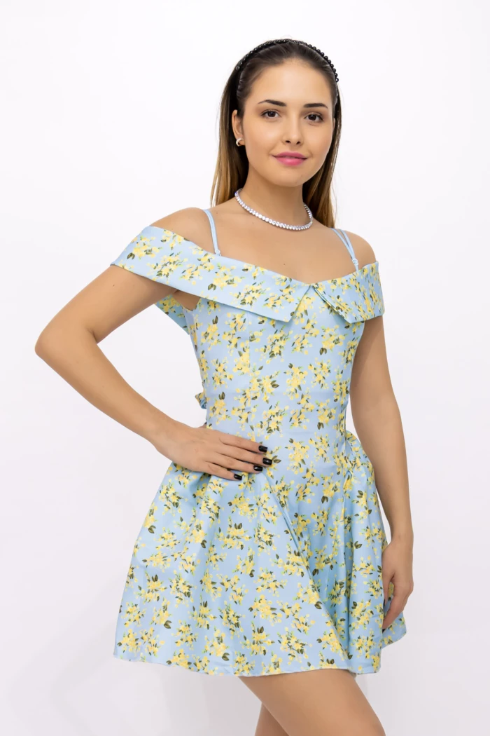 Rochie Dama 123061 Albastru-Galben » MeiMei.Ro