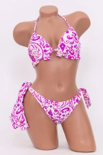 Costum de Baie Dama 3 Piese F89 Alb-Roz » MeiMei.Ro