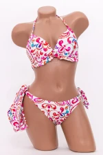 Costum de Baie Dama 3 Piese F89 Alb-Coral » MeiMei.Ro