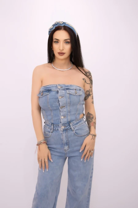 Salopeta Denim YX1010 Albastru » MeiMei.Ro