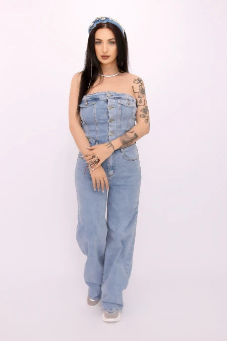 Salopeta Denim YX1010 Albastru » MeiMei.Ro