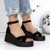 Sandale Dama cu Platforma 3Y12 Negru | Mei