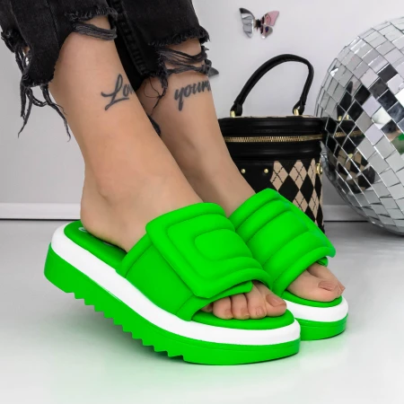 Papuci Dama cu Talpa Joasa 3GH22 Verde » MeiMei.Ro